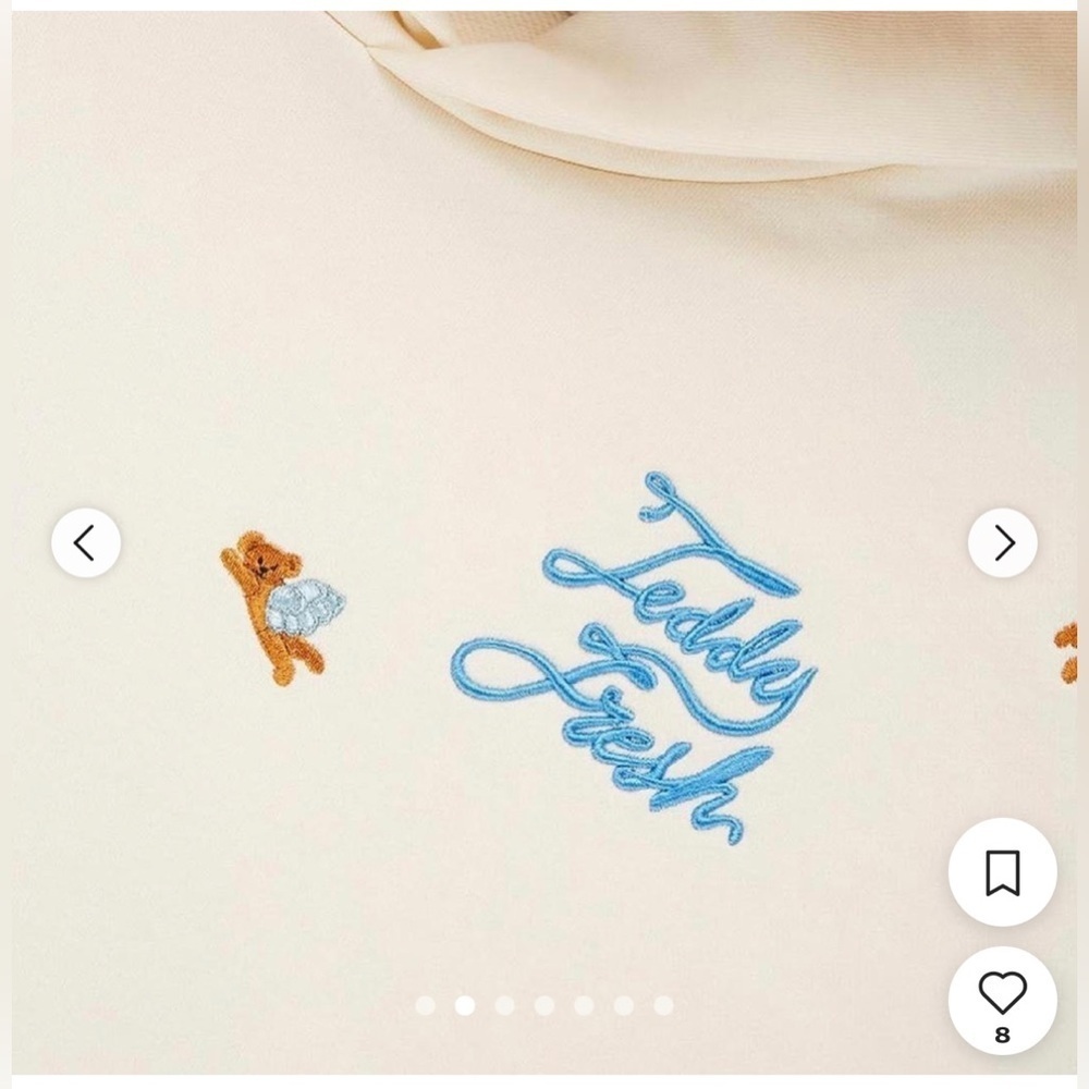 Teddy Fresh Angel Bear Hoodie Women’s Cream , size Small - Picture 11 of 11